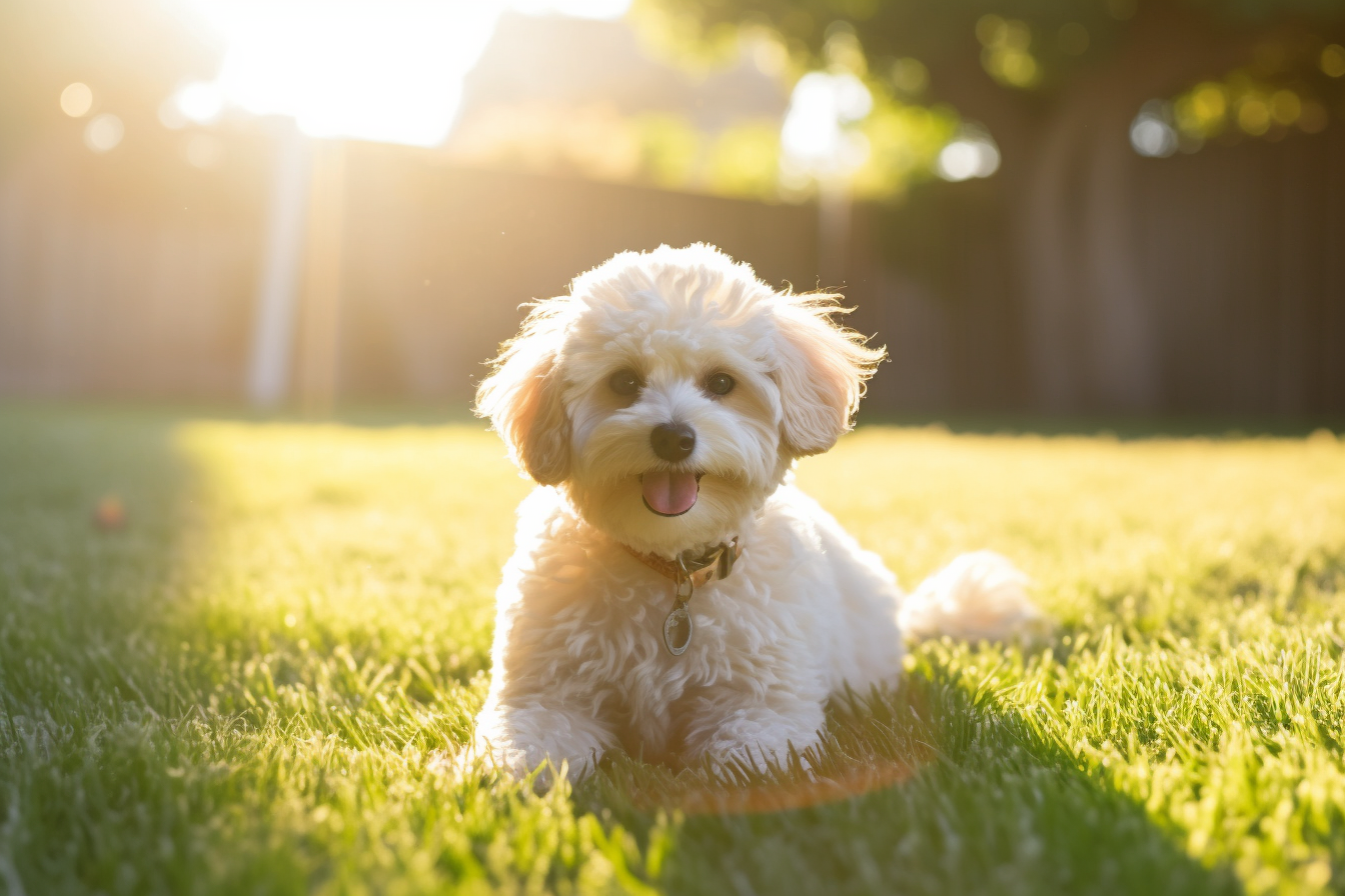 Maltipoo puppy playing on grass, available from Boundless Horizon Puppies